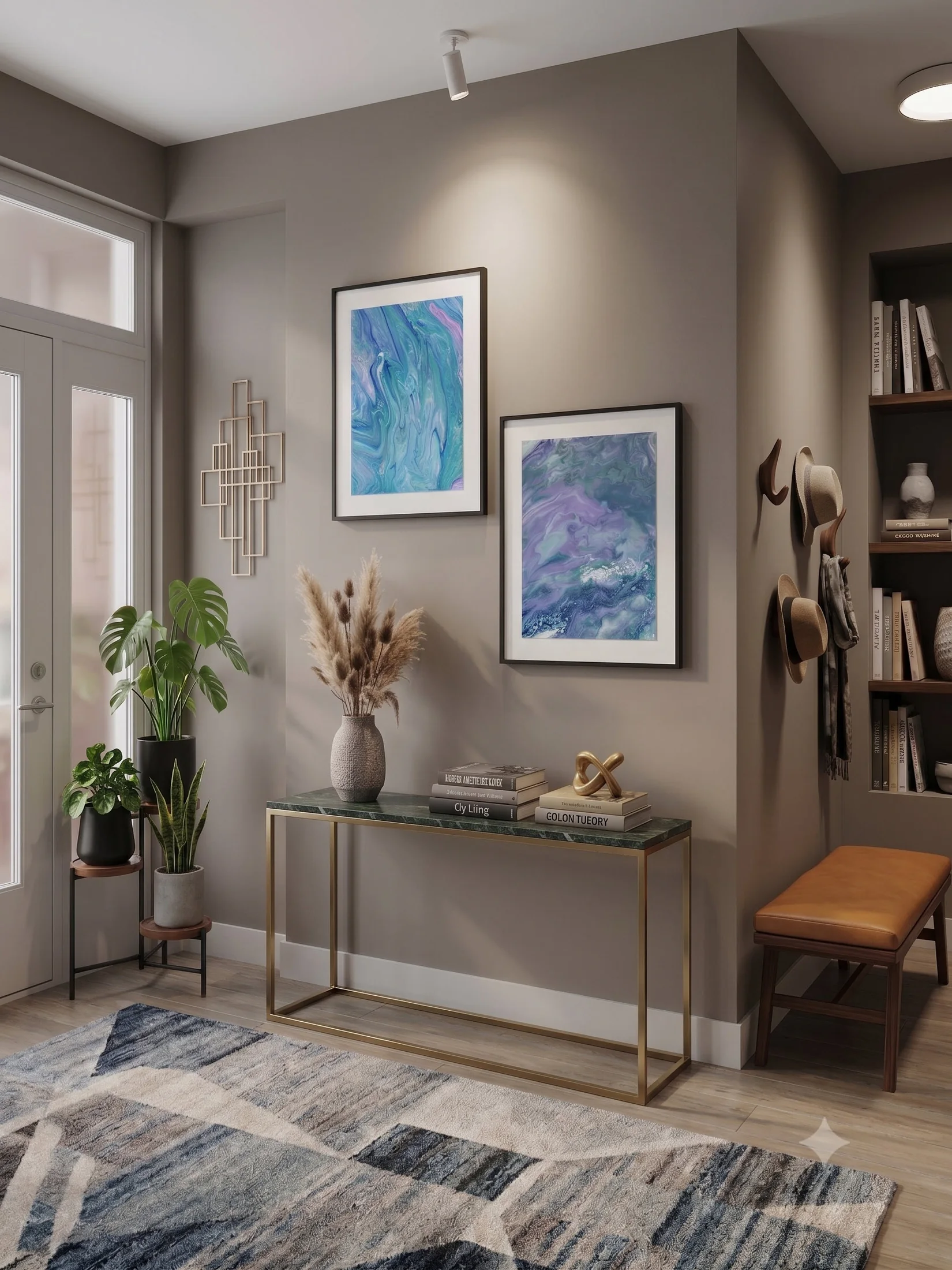 Studio DA wall art displayed in a finished living space